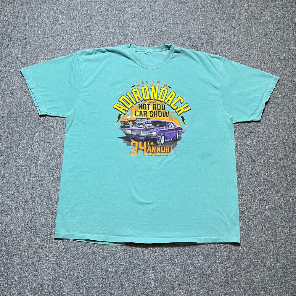 Adirondack Hot Rod Car Show T-Shirt Teal Lake George 2023 Graphic Tee NY